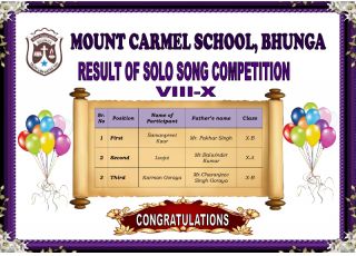 Result Of September's Month Competitions