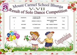Result Of September's Month Competitions